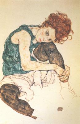 Egon Schiele Seated Woman with Bent Knee (nn03) Germany oil painting art